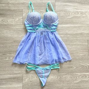 Victoria's Secret Mermaid Babydoll Lingerie Set